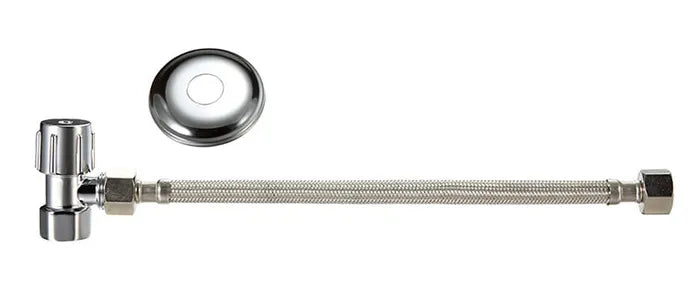 Cistern Stop Mini Kit - 300mm Flexible Hose, Chrome Plated, Lead Free