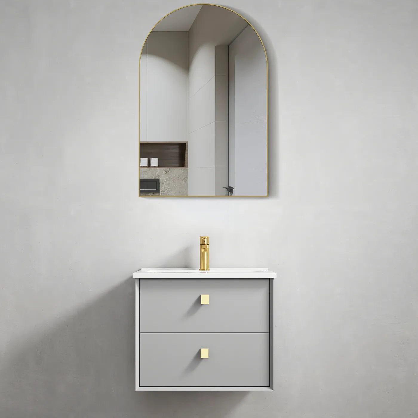 Light Grey Boston 600MM Wall Hung Vanity 60mm Stone Top