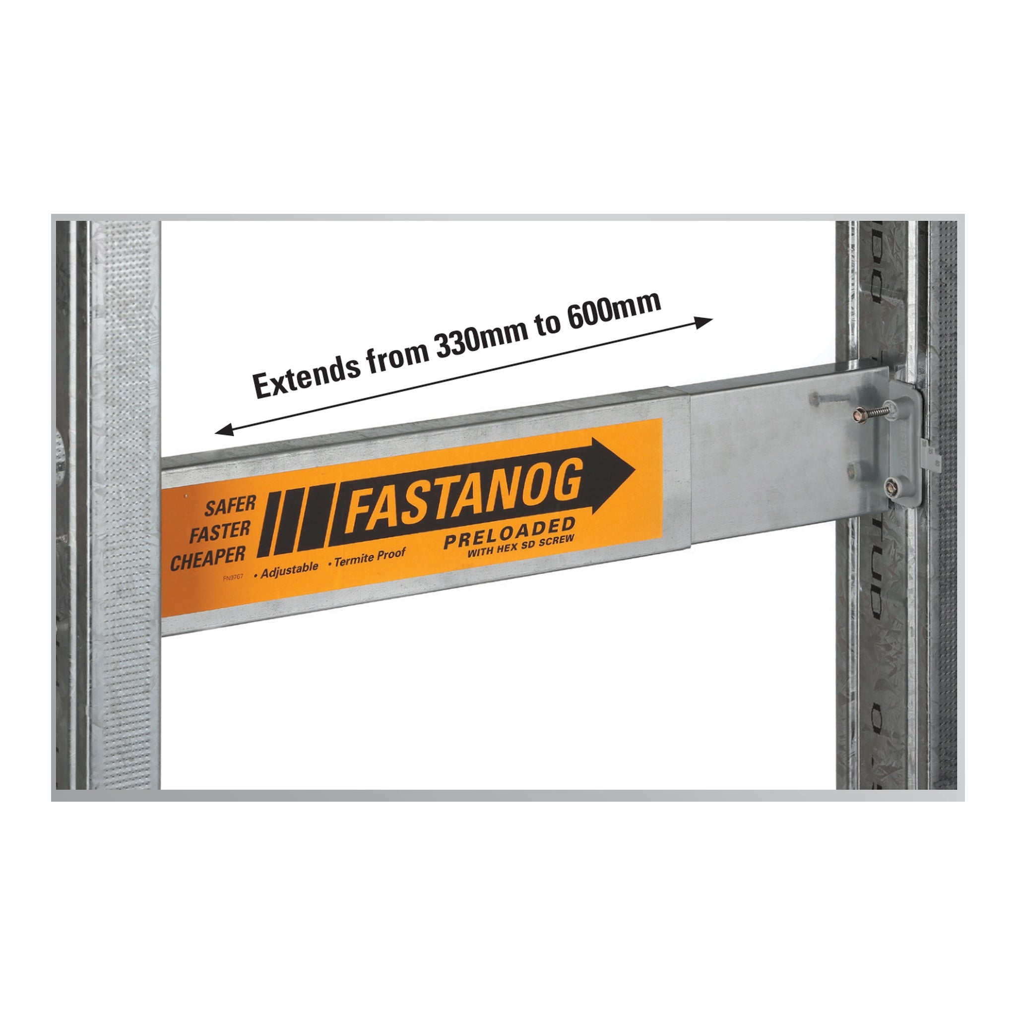Fastanog Preloaded Nogging - 330–600mm Adjustable, Hex SD Screw | M1138