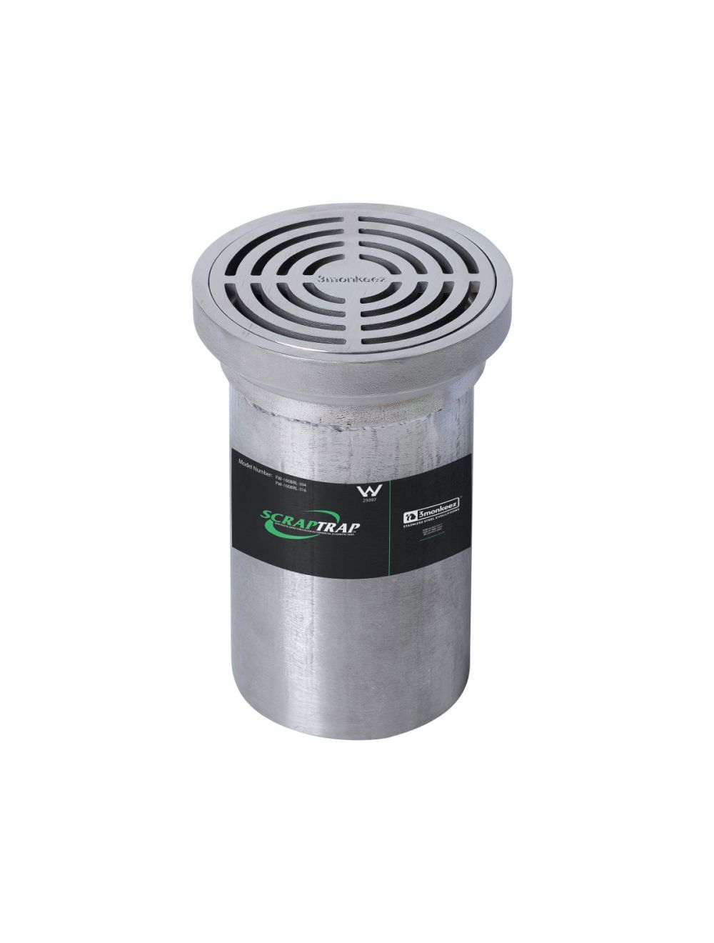 112mm Round Drop in Floor Waste Arrestor (suits 100mm pipe) (Heel Proof)