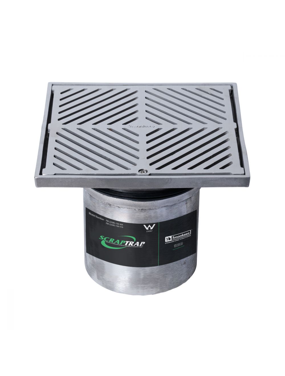 225mm Square Floor Waste Arrestor Bucket Trap (suits 150mm pipe) (Heel Proof)