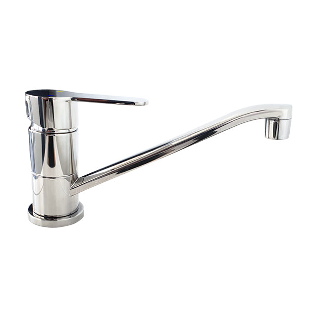 Gentec GPure Rebel Zero Lead Stainless Steel 304 Hob Mounted Low Line Swivel Spout Sink Mixer w/ Yellow and Blue Printed Handle