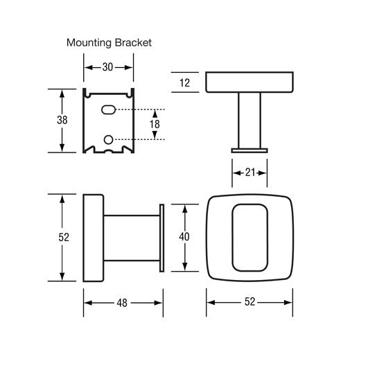 Single Robe Hook - Concealed Fix in Satin Stainless Steel
