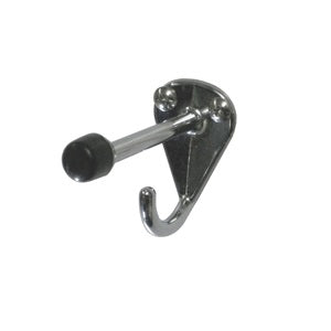 Hat and Coat Hook with Bumper - Visible Fix in Bright Chrome Plate