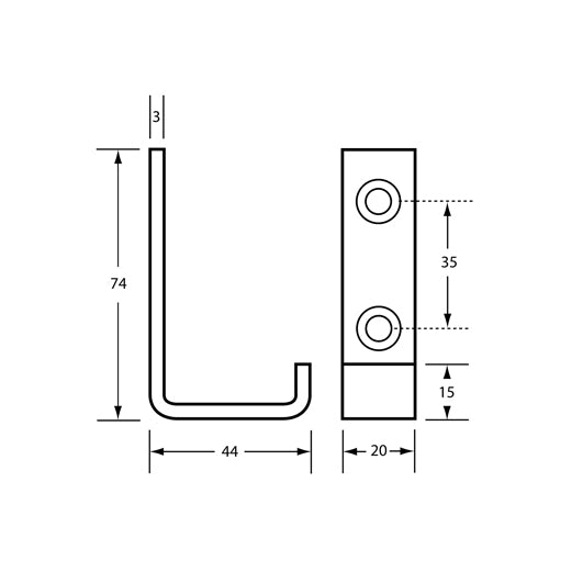 Screw Fix Hat and Coat Hook in Satin Stainless Steel