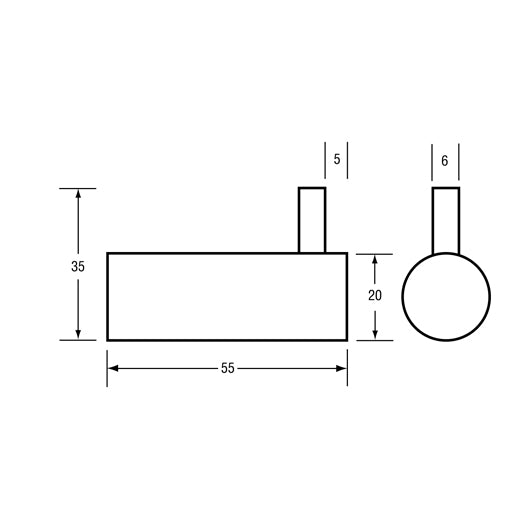 Hat and Coat Hook - Concealed Fix in Polished Stainless Steel 20mmW x 35mmH x 55mmD