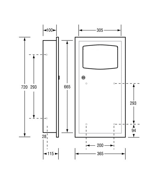 Recessed Waste Receptacle in Satin Stainless Steel