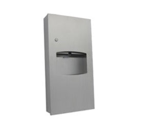Paper Towel Dispenser & Waste Receptacle - Recessed in Satin Stainless Steel 365mmW x 720mmH x 112mmD