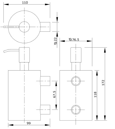 Wall Mounted Soap Dispenser in Polished Stainless Steel