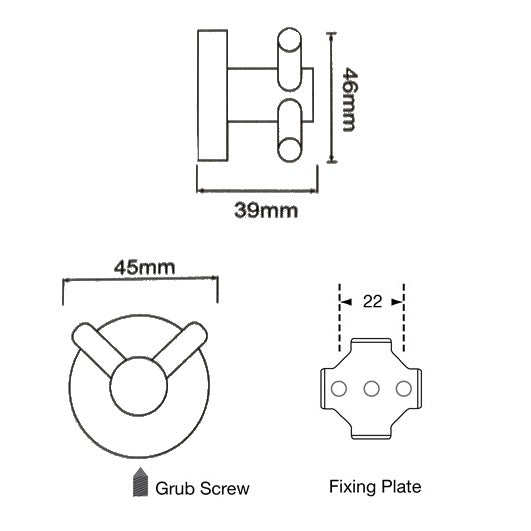 Double Coat Hook - Concealed Fix in Polished Stainless Steel