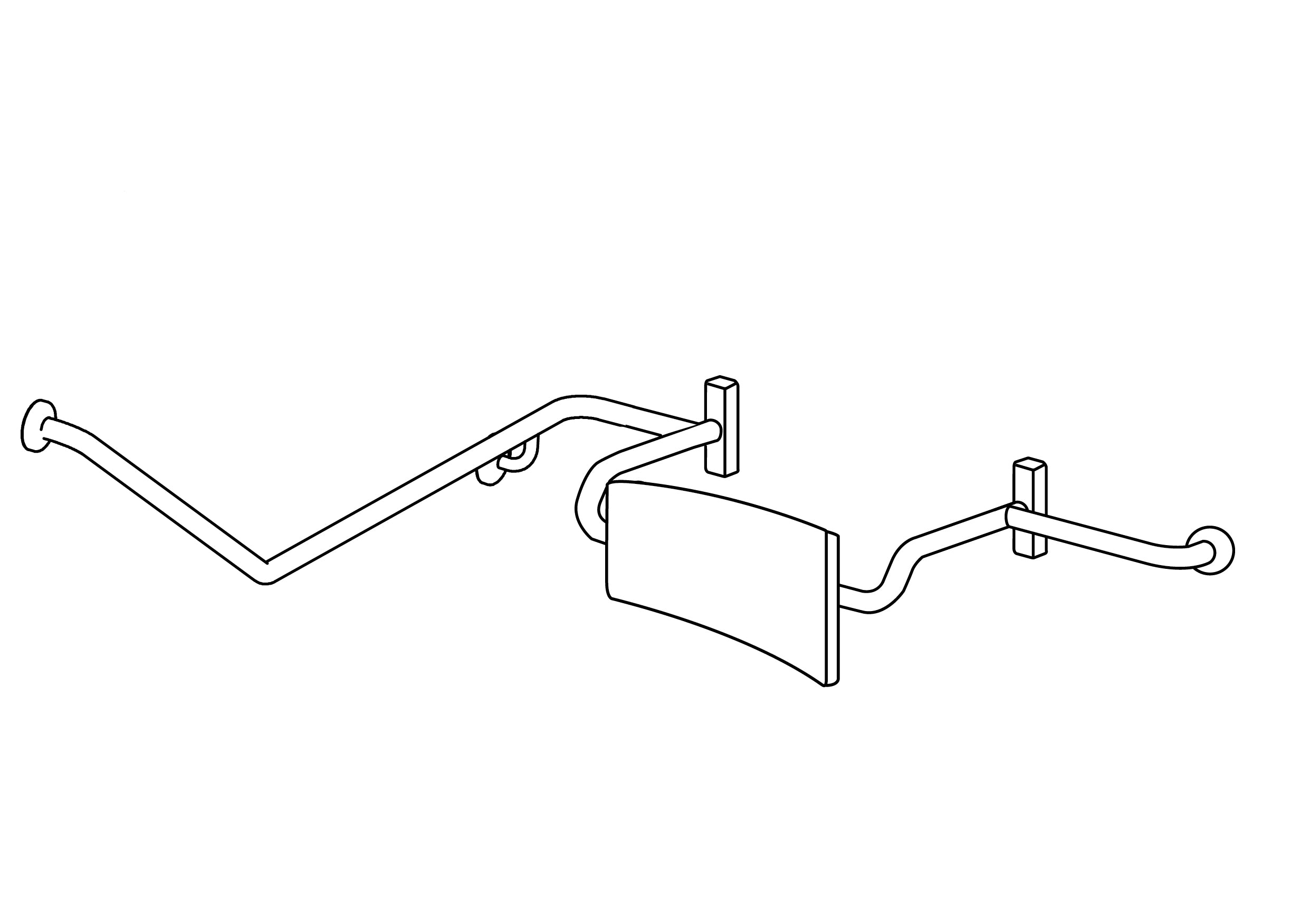 40° Grab Rail & Vandal Proof Backrest Set RH