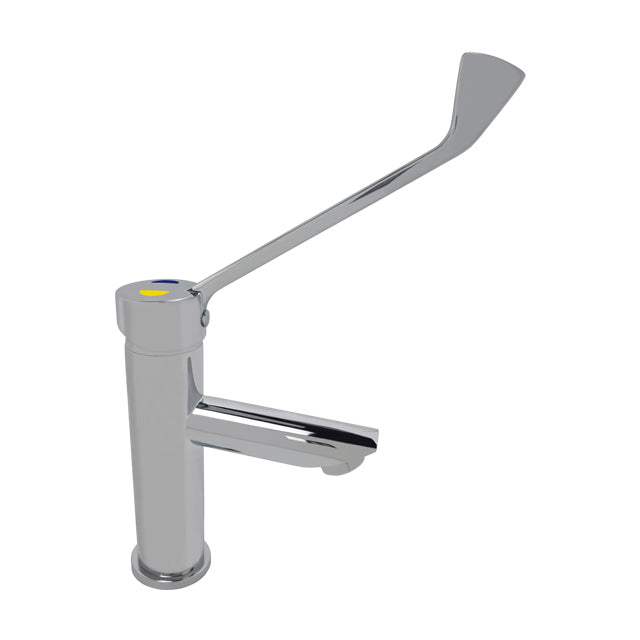 Gentec Nugen Lead Free DZR Brass Hob Mounted Basin Mixer w/ Yellow and Blue Printed Care Handle