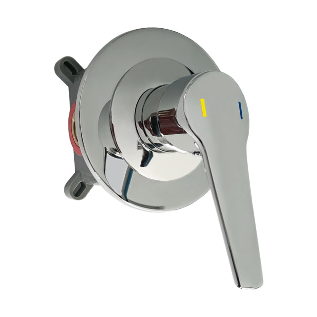 GENTEC NUGEN Single Lever In-Wall Recess Shower Mixer Lead Free DZR Brass Chrome Plated w/ Yellow and Blue Printed Handle