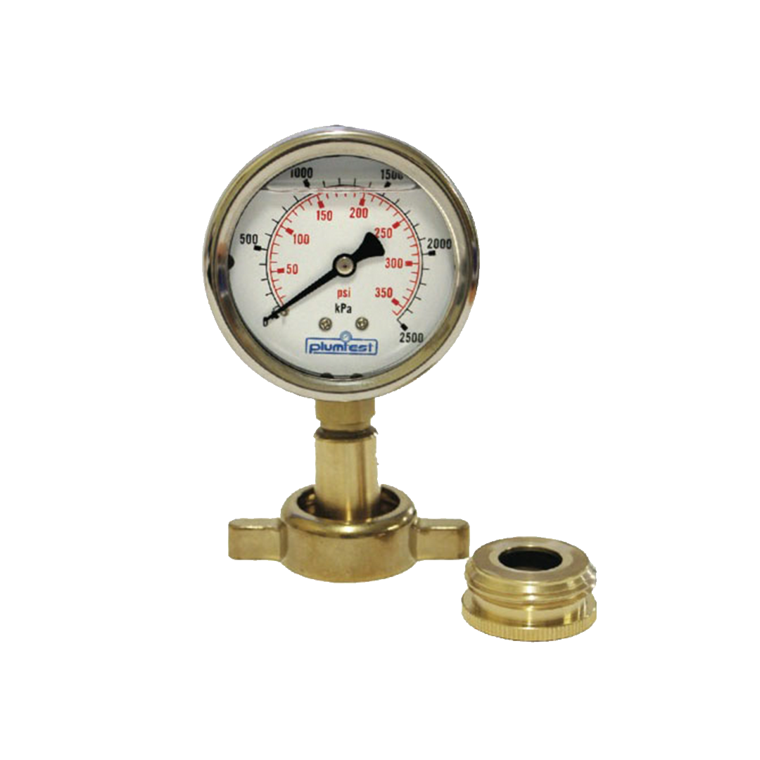 Plumtest Water Pressure Gauge - 2500kPa, Fits 1/2in & 3/4in Bib Taps