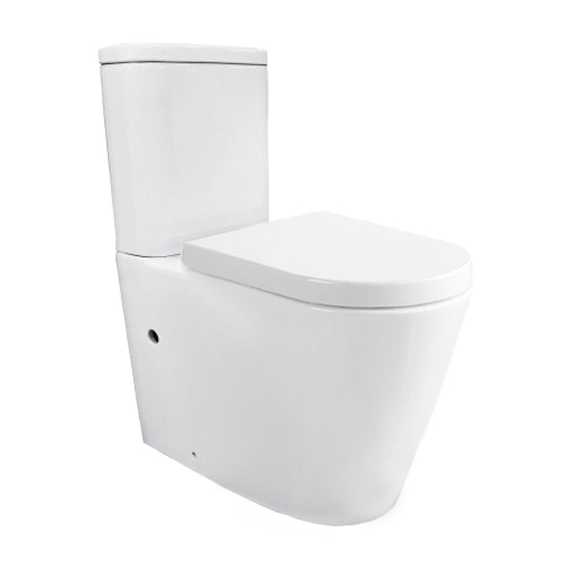 GENTEC STERISAN Wall Faced Close Coupled Toilet Suite w/ Exposed Cistern Soft Close White Double-flap Seat