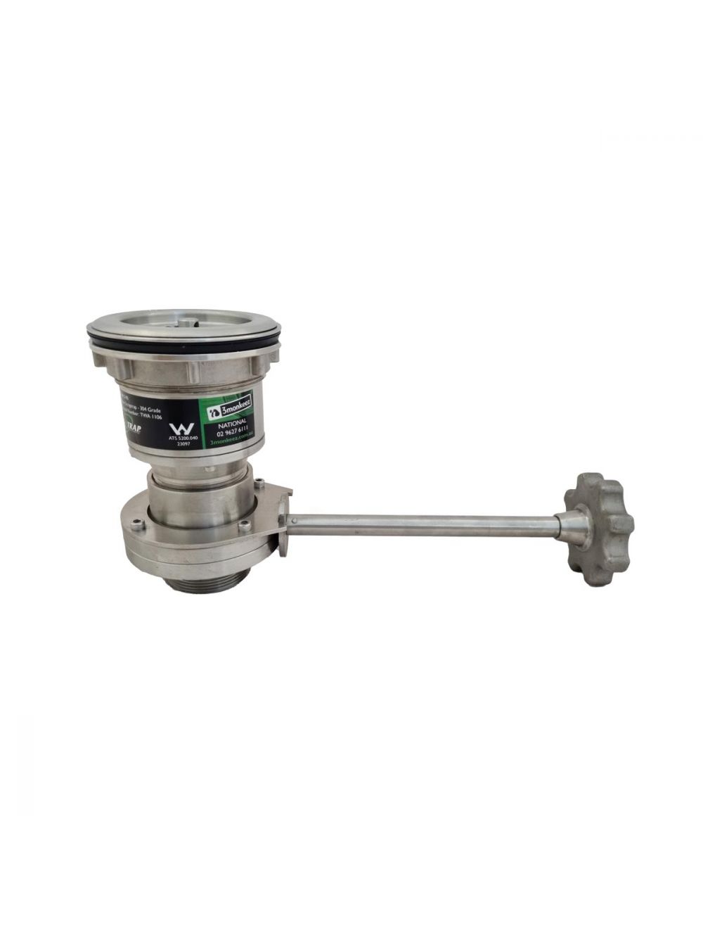 Cast Stainless Sink Waste Arrestor with Shut Off Valve (90mm)