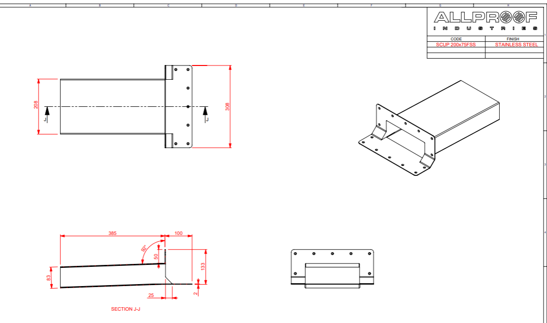 Technical drawing of a mechanical component with dimensions and labels on a white background.