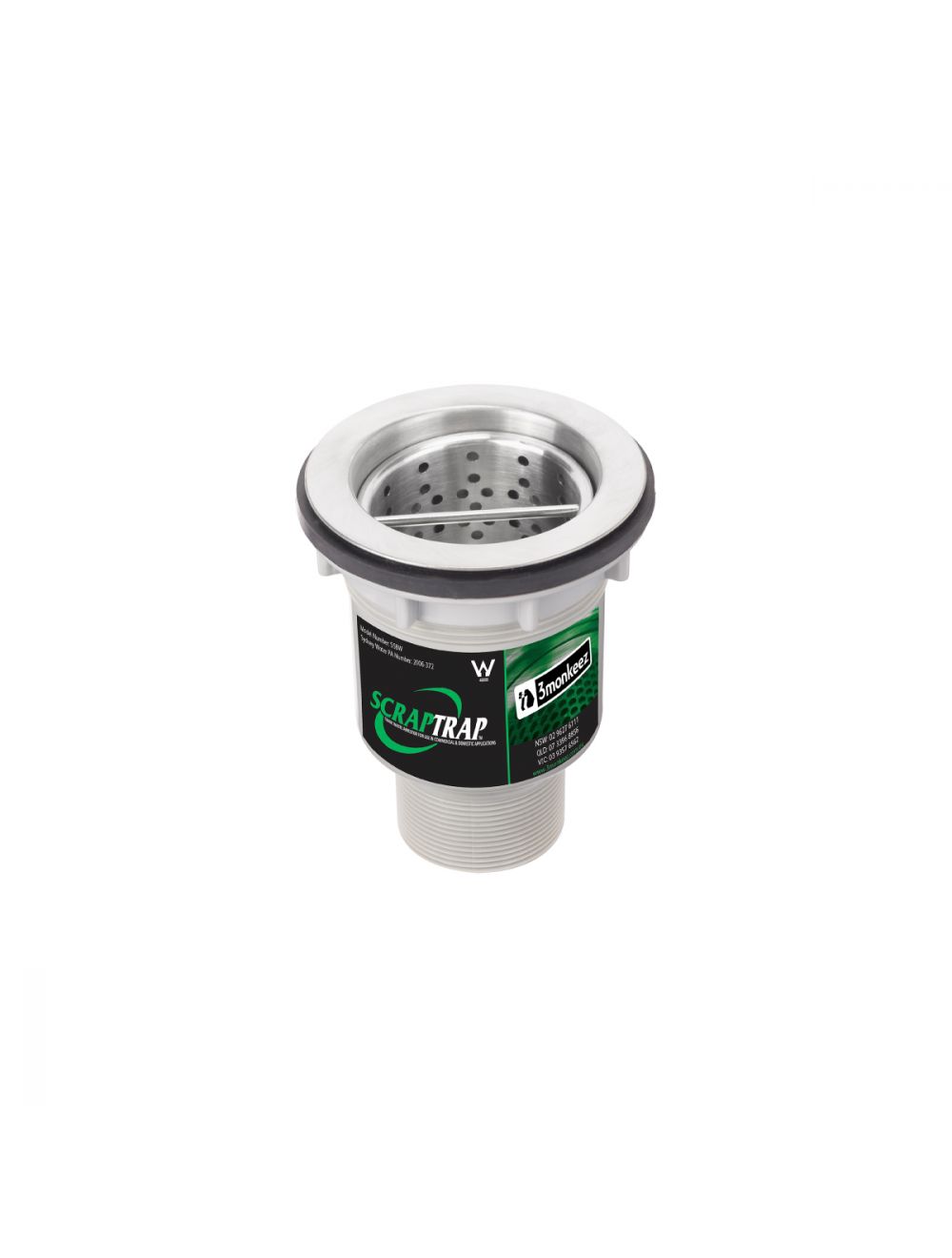 Sink Waste Arrestor 90mm — Fixed Strainer, Removable Basket & Plug, 50mm BSP | SSBW