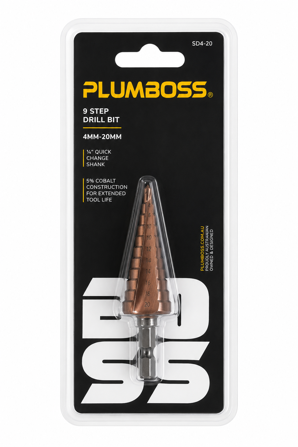 Step Drill Bit - HSS 5% Cobalt, 1/4in Hex Shank