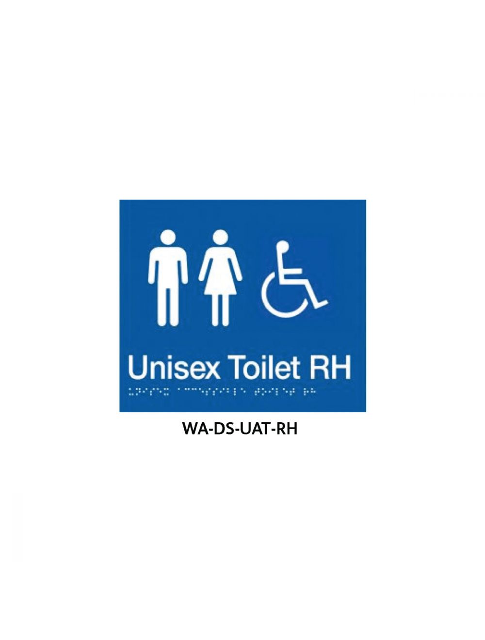 Braille Sign Unisex Accessible Toilet RHS (Blue)