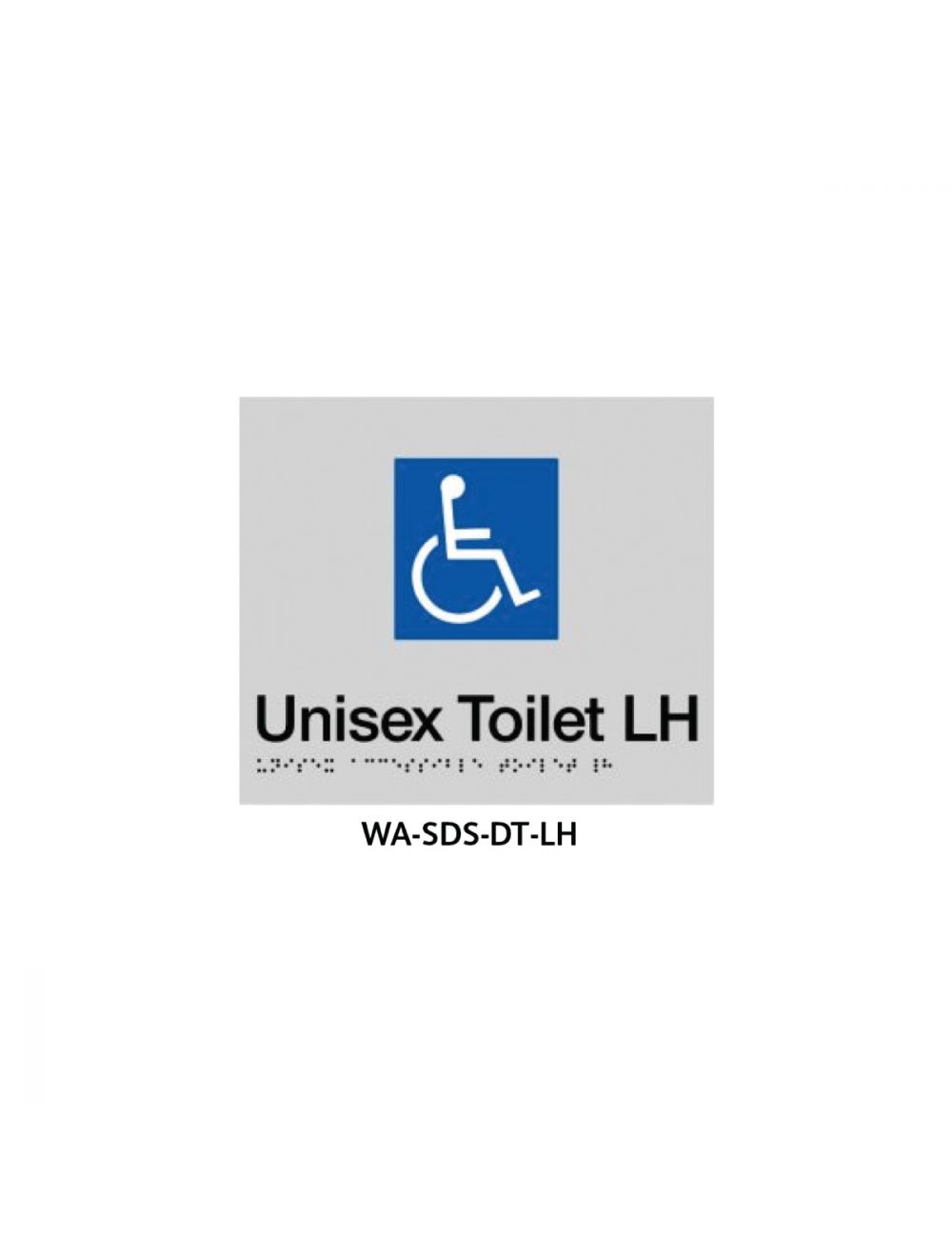 Braille Sign Unisex Disabled Toilet LHS (Silver)