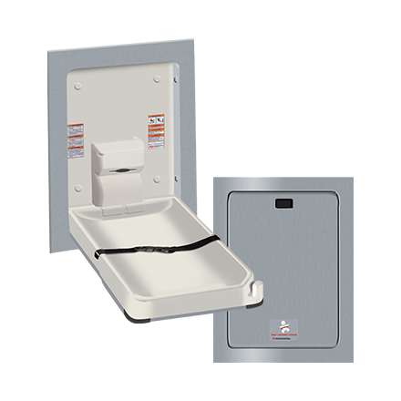 Baby Change Station, Vertical, Clad Stainless Steel - Recessed