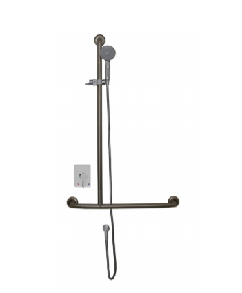 SHOWER T-RAIL W/ MIXER, HANDSET, SLIDER & HOSE, LH