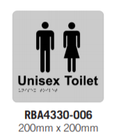 UNISEX WC BRAILLE & TACTILE SIGN STAINLESS STEEL