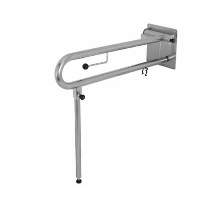BARIATRIC DROP DOWN GRAB RAIL WITH TOILET ROLL HOLDER | RH