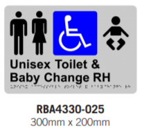 UNISEX ACCESS WC, BABY BRAILLE SIGN STAINLESS