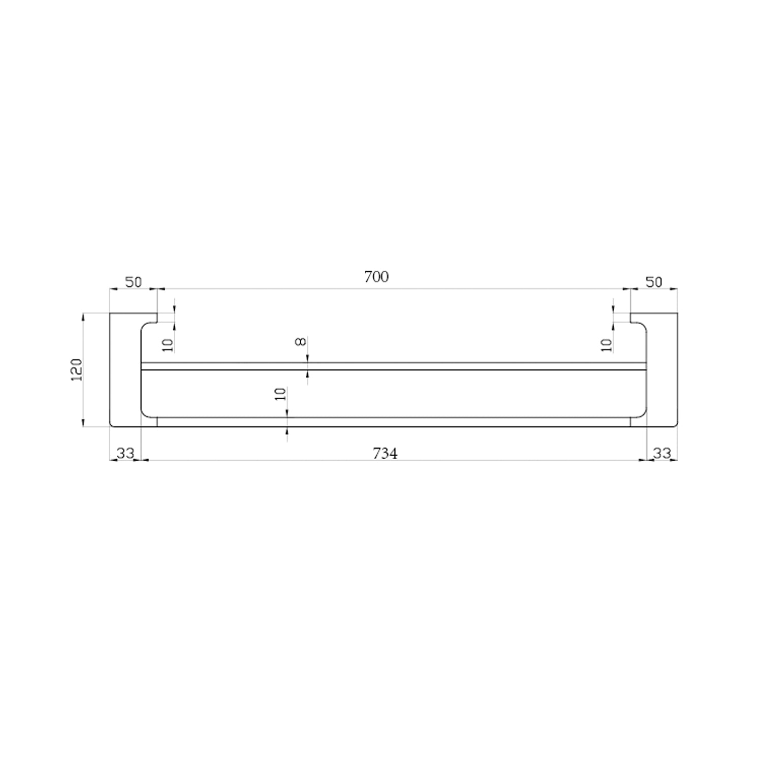 Pearl Double Towel Rail 800mm