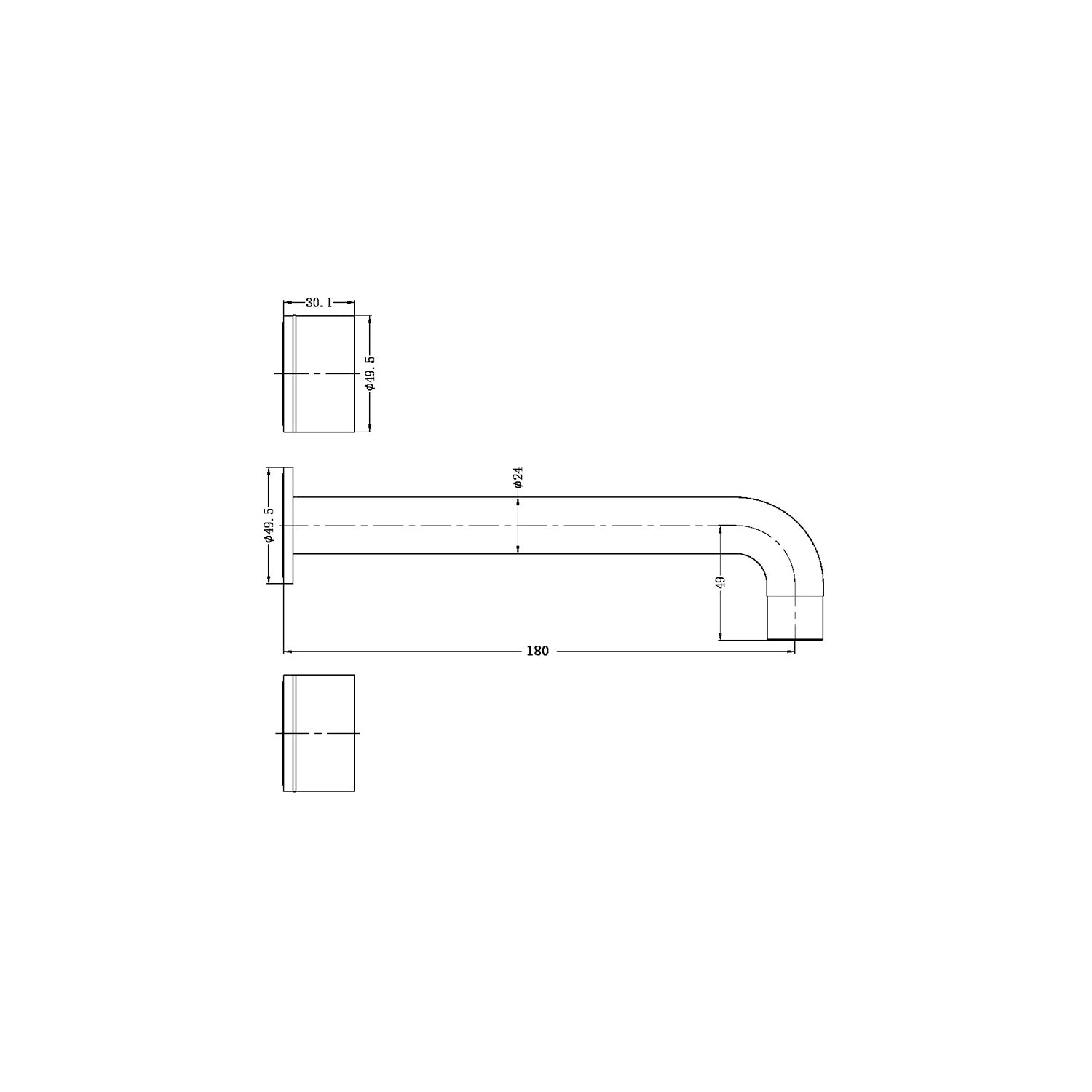 Kara Wall Basin Set 180mm Spout