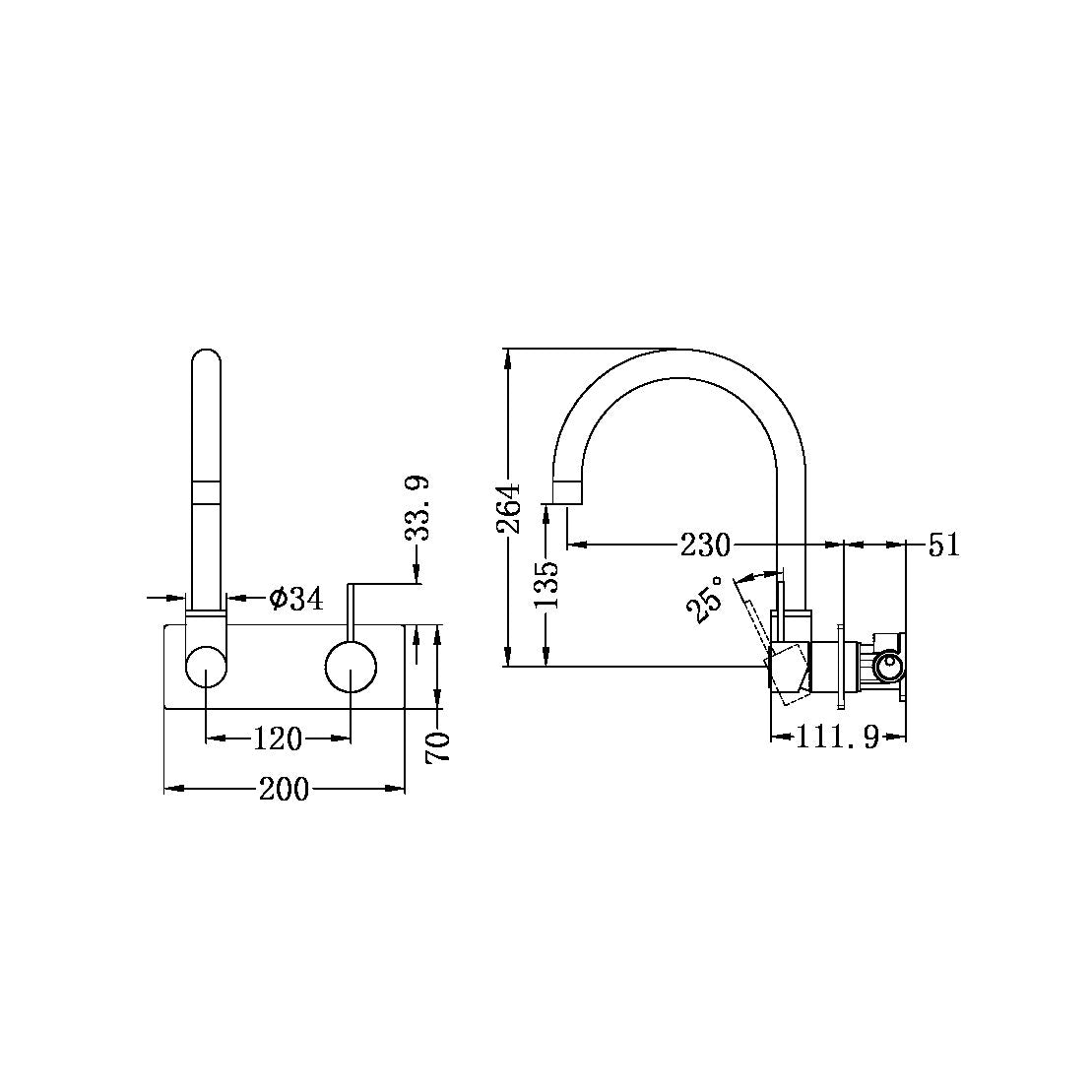 Mecca Wall Basin Mixer Handle Up