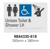 ACCESS, WC, SHOWER BRAILLE SIGN POLYCARBONATE
