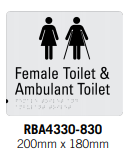 FEMALE TOILET & AMBULANT TOILET BRAILLE & TACTILE SIGN POLYCARBONATE
