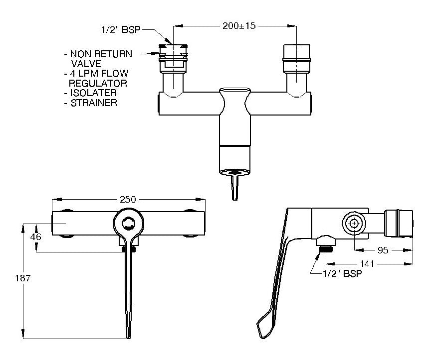 CliniMix® Lead Safe™ Exposed Thermostatic Progressive Shower Mixer - Lever