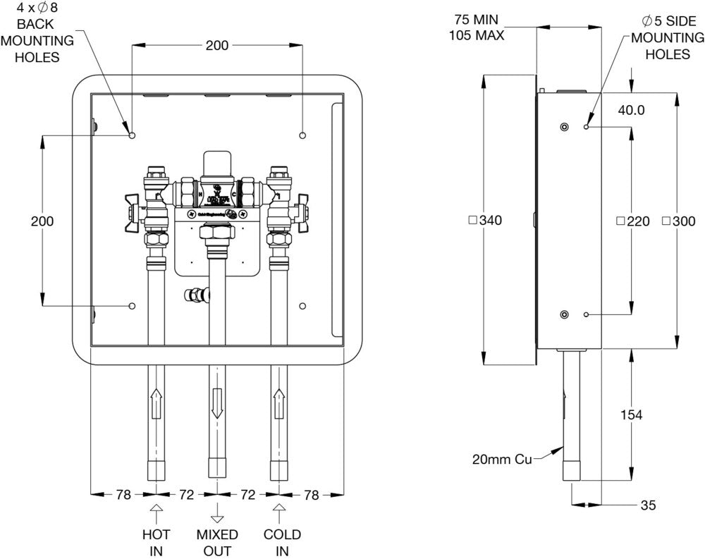 CliniMix® Lead Safe™ TMV SS Cabinet Assembly with Universal Door 20 Bottom In & Out