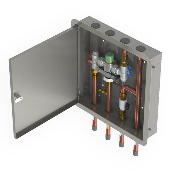 CliniMix® Lead Safe™ TMV SS Cabinet Assembly with Universal Door 20 Cold Bypass, Bottom In & Out