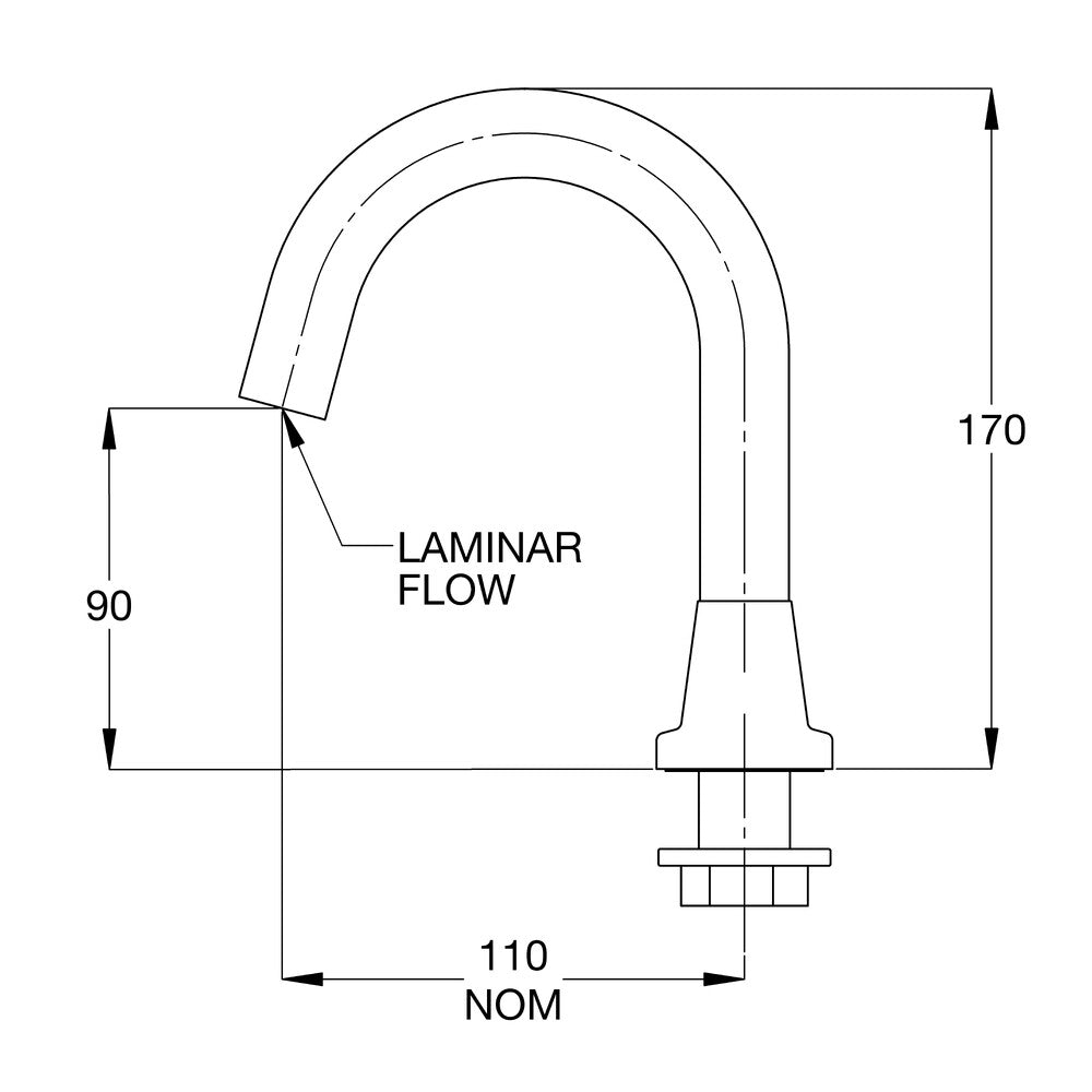 CliniLever® CP-BS Lead Safe™ Gooseneck 5/8 Fixed Outlet 110 Reach x 90 High Laminar