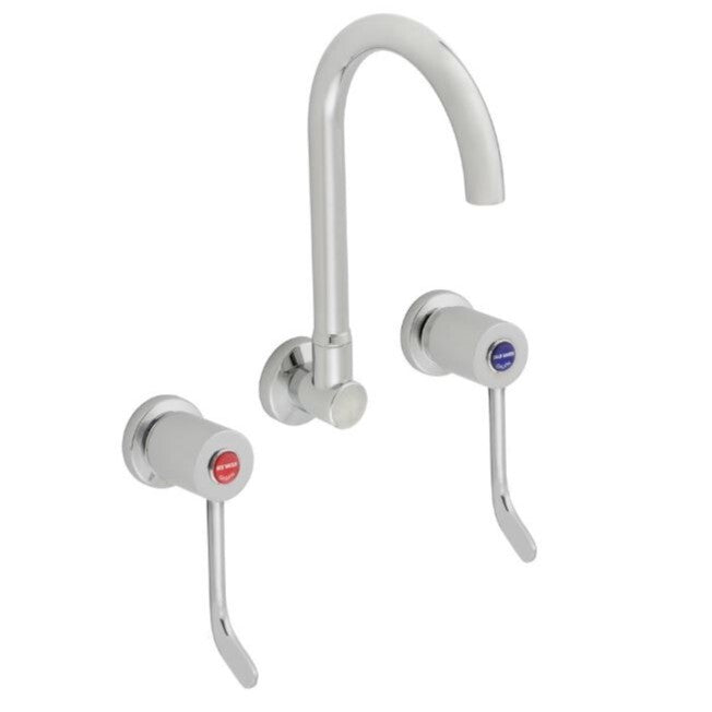 CliniLever® CP-BS Lead Safe™ Hospital Wall Sink Set 150 C/D with 190 Gooseneck Outlet Laminar