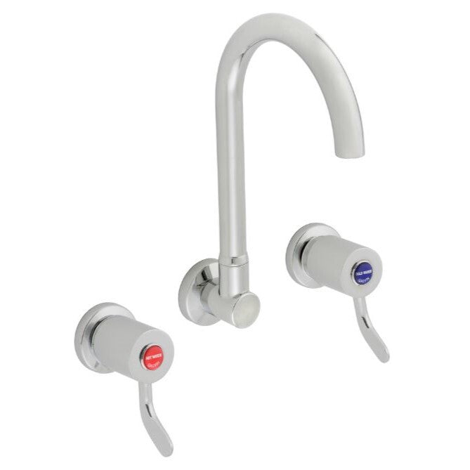 CliniLever® CP-BS Lead Safe™ Hospital Wall Sink Set 80 C/D with 190 Gooseneck Outlet Laminar