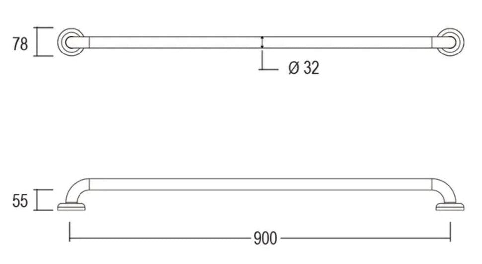 GalvinAssist® Straight 900mm Grab Rail Stainless Steel