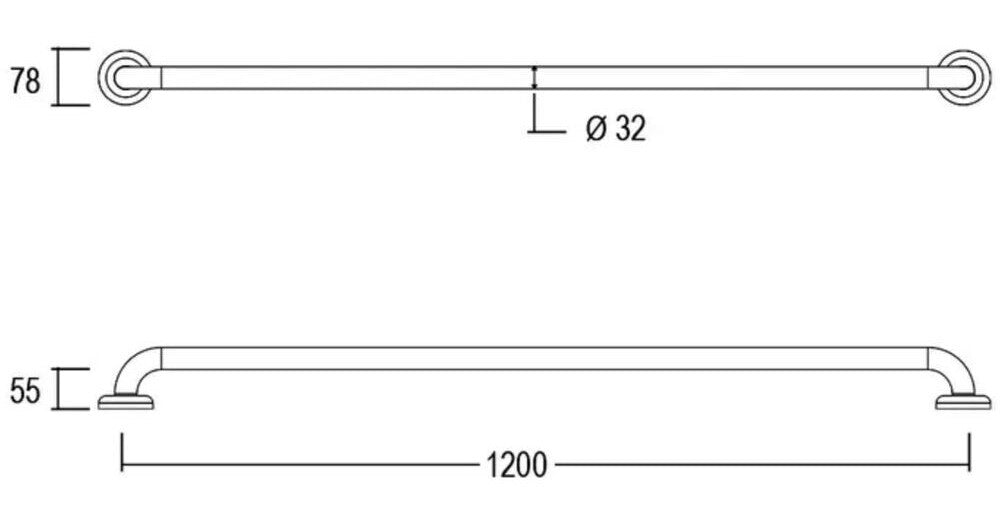 GalvinAssist® Straight 1200mm Grab Rail Stainless Steel