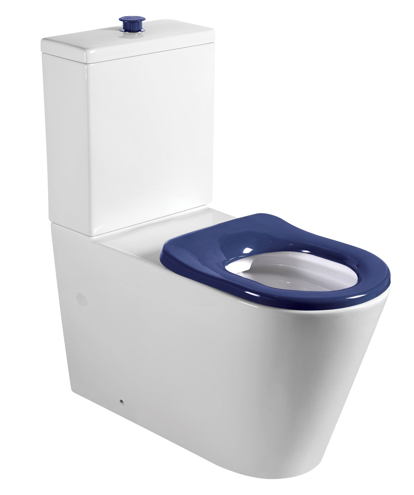 GalvinAssist® Wall Faced, Clean Flush, Easy Care, Accessible Toilet Suite with Blue Seat