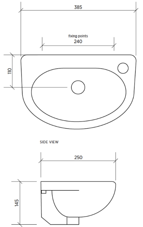 GalvinAssist® Ultra-Compact, Wall Mount Basin, 1 TH with Overflow