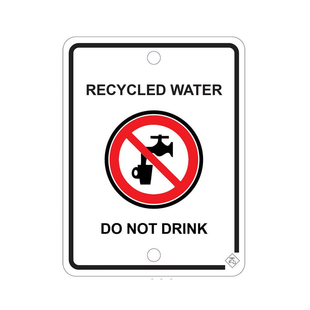 Recycled Water Warning Sign — 70mm x 92mm