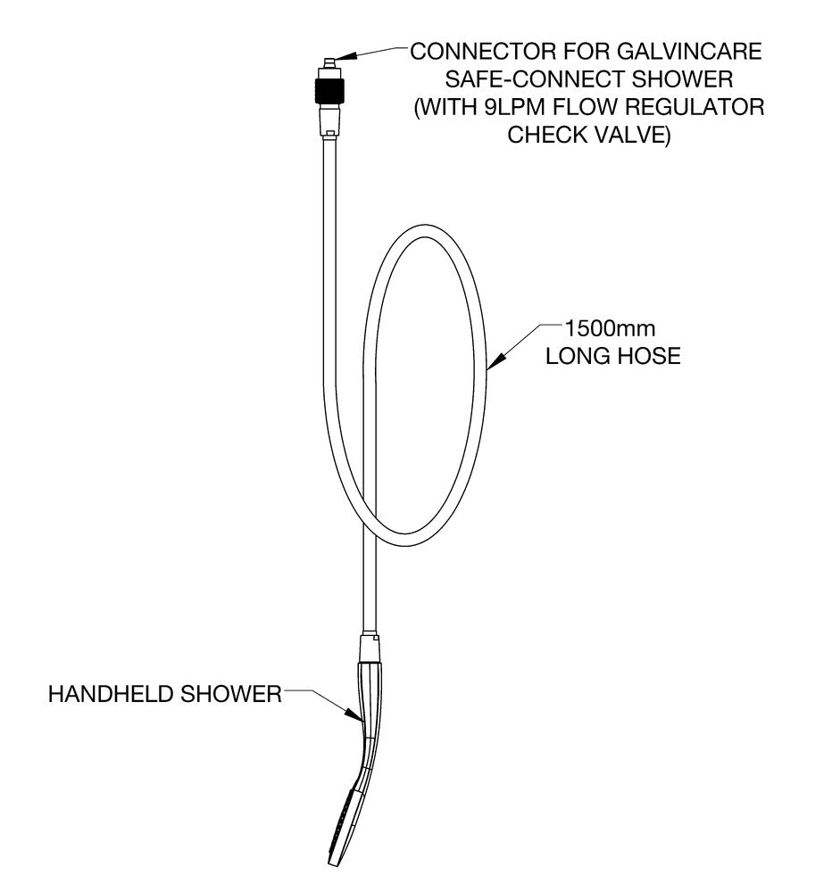 GalvinCare® Lead Safe™ Mental Health Detachable Hand Shower for Safe-Connect Shower Head
