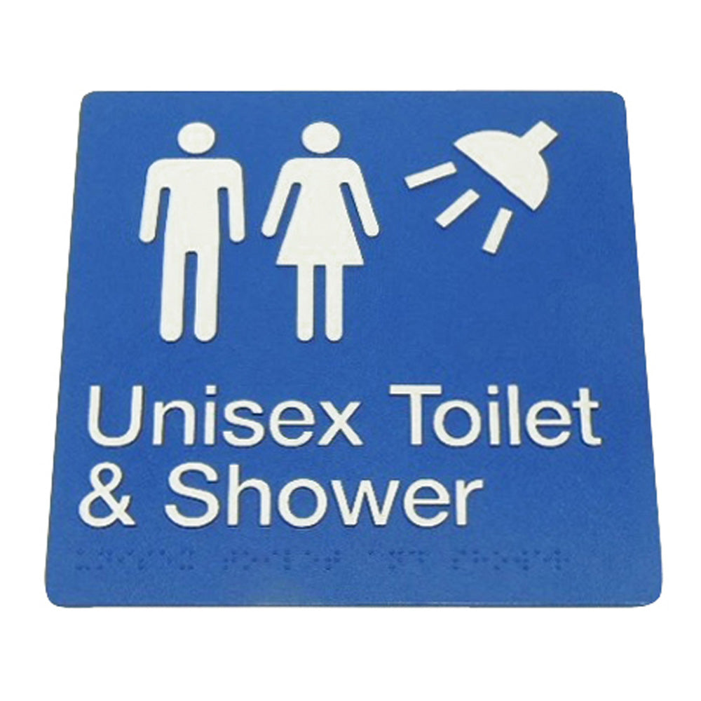 Unisex Toilet and Shower Braille Sign Blue
