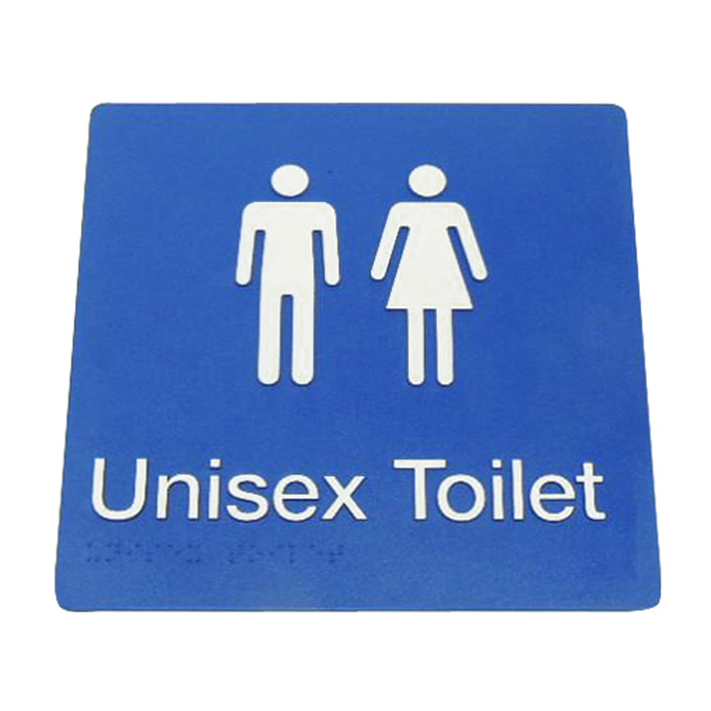 Unisex Toilet Braille Sign 235 X 180 X 3 Blue