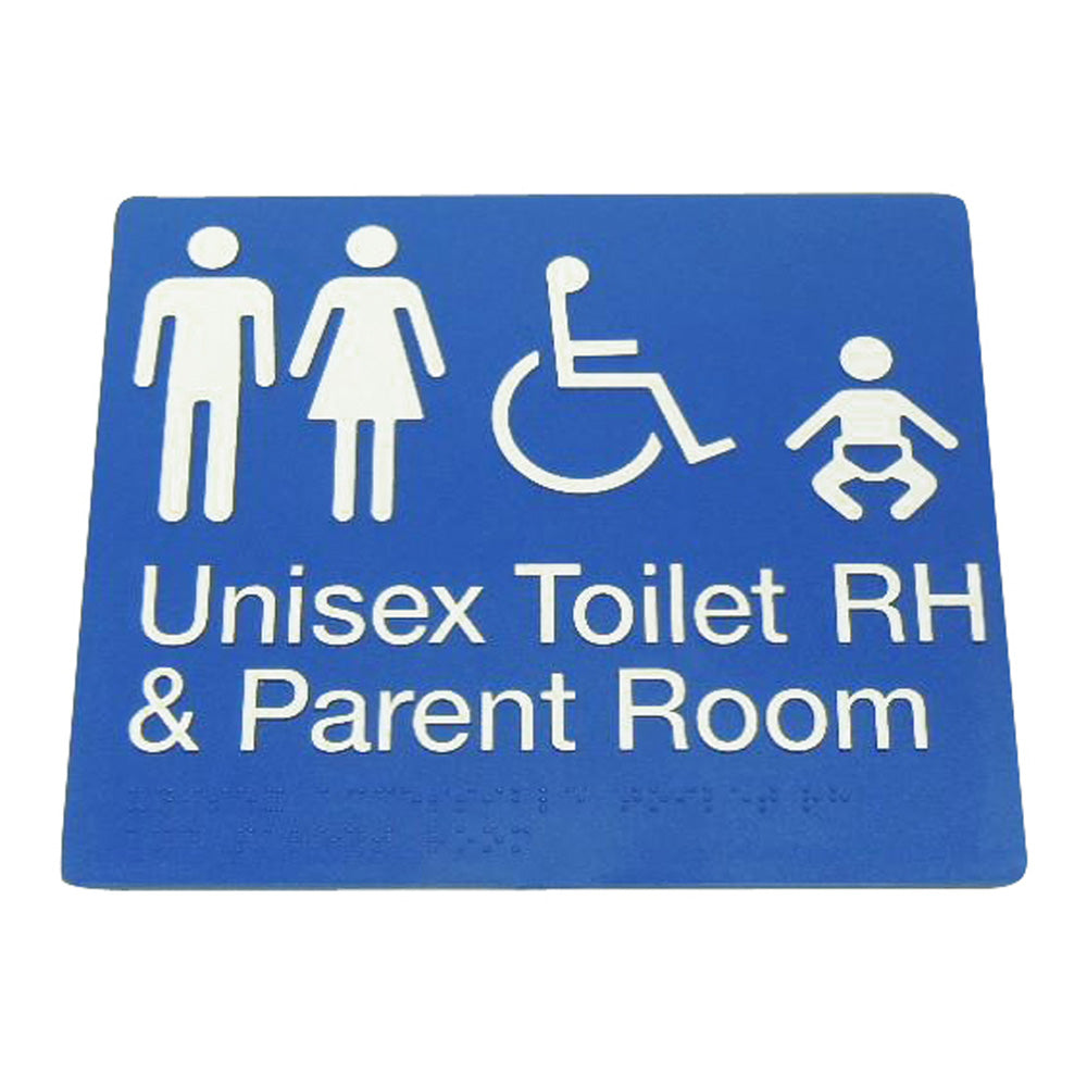 Unisex Disabled, Toilet and Parent Room Braille Sign 235 X 180 X 3
